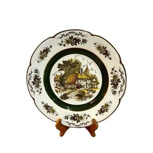 Ascot Service/Charger Plate By Wood and Sons England 10 5/8” Village Scene